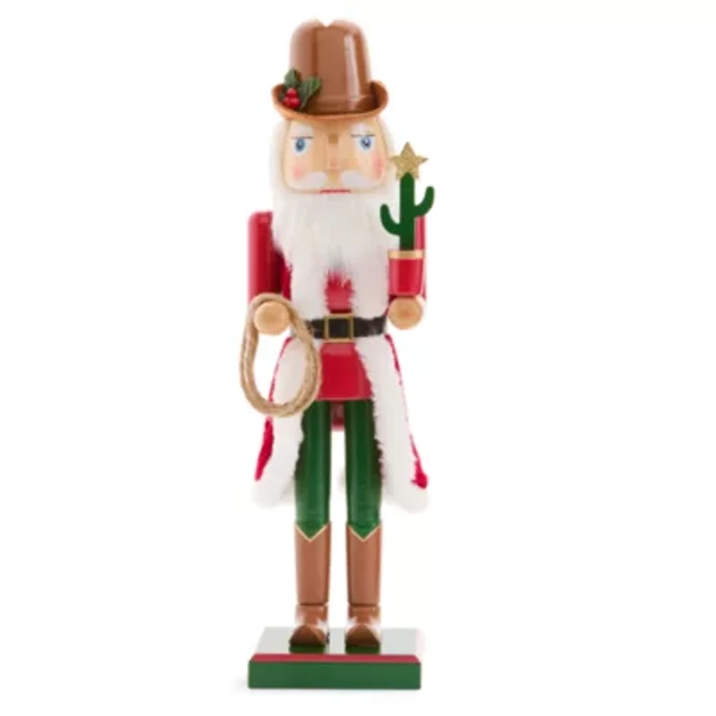 North Pole Trading Co. 14in Cowboy Wood Christmas Nutcracker