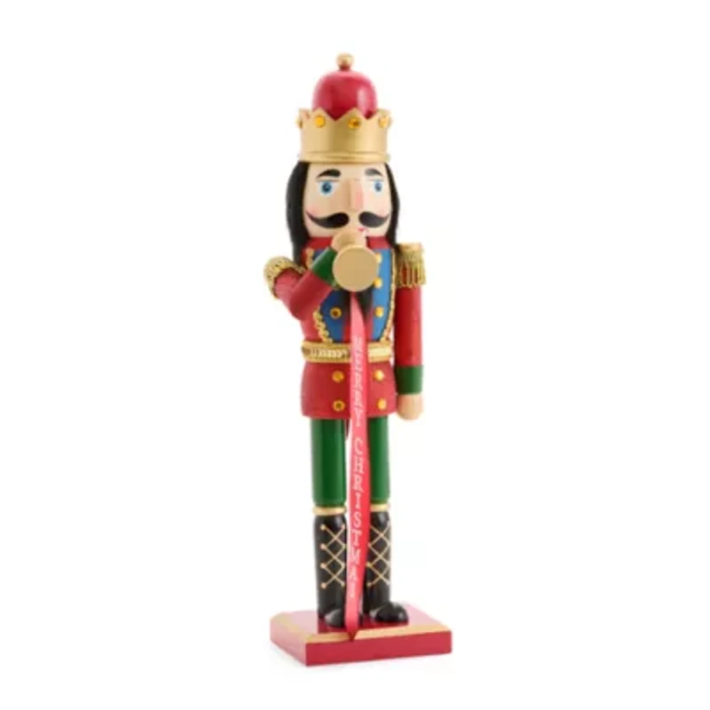 North Pole Trading Co. 14in Traditional Trumpet Wood Christmas Nutcracker