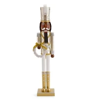 North Pole Trading Co. 36in Gold Wreath African American Wood Christmas Nutcracker