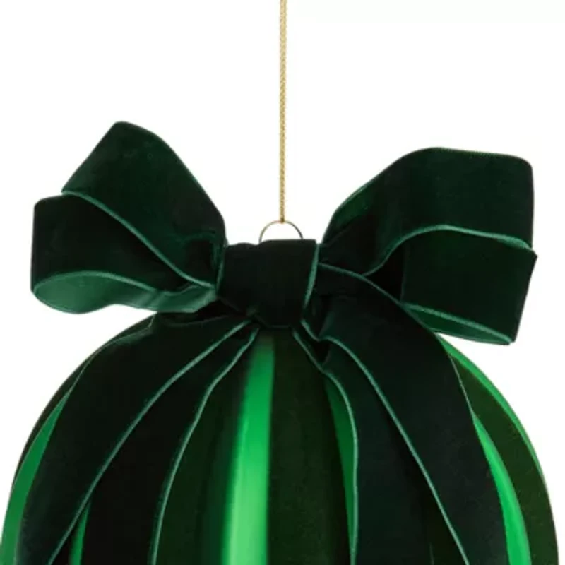 Martha Stewart Green Velvet Bow Ball Christmas Ornament