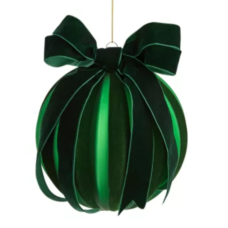 Martha Stewart Green Velvet Bow Ball Christmas Ornament