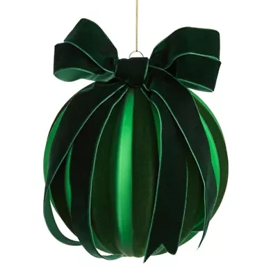 Martha Stewart Green Velvet Bow Ball Christmas Ornament