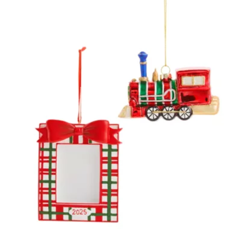 North Pole Trading Co. Train And Frame Set Christmas Ornament