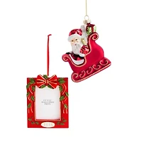 North Pole Trading Co. Santa Sleigh And Frame Set 2-pc. Christmas Ornament