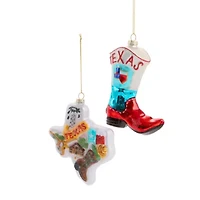 North Pole Trading Co. Texas And Boot Set 2-pc. Christmas Ornament