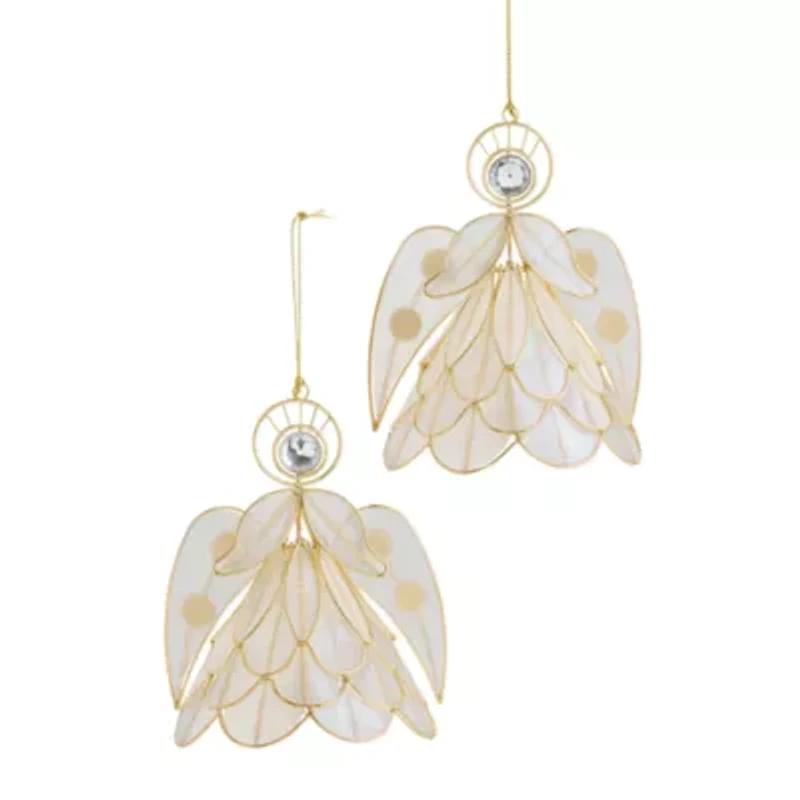 North Pole Trading Co. Scallop Angel Set 2-pc. Christmas Ornament