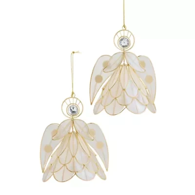 North Pole Trading Co. Scallop Angel Set 2-pc. Christmas Ornament