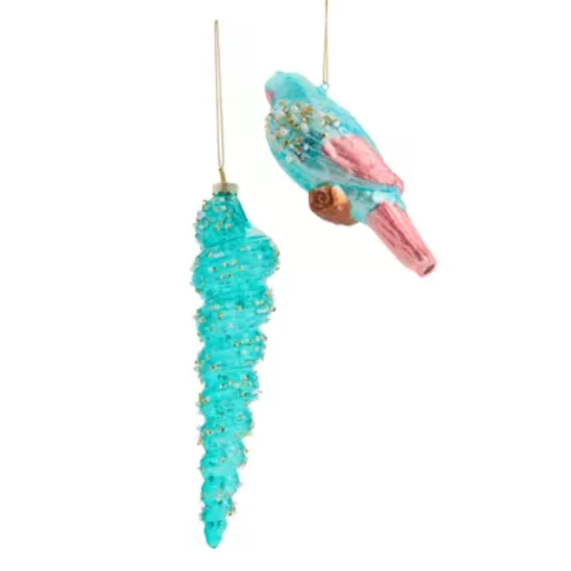 North Pole Trading Co. Parrot And Shell Set 2-pc. Christmas Ornament