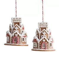 North Pole Trading Co. Gingerbread House Set 2-pc. Christmas Ornament