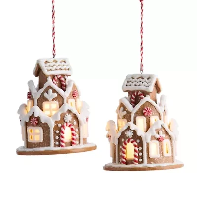 North Pole Trading Co. Gingerbread House Set 2-pc. Christmas Ornament