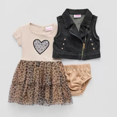 Little Lass Baby Girls Short Sleeve Leopard Dress Set