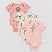 Disney Baby Girls Minnie Mouse Crew Neck Short Sleeve 3-pc. Bodysuit