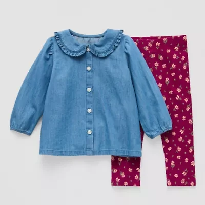 Okie Dokie Baby Girls Long Sleeve Puffed Dress Set