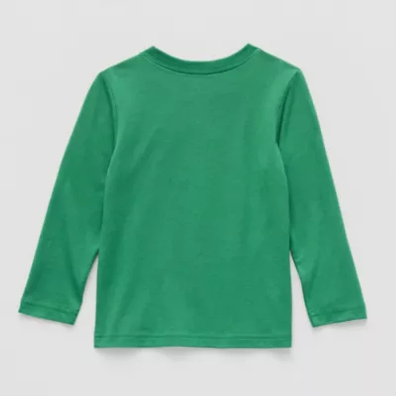 Okie Dokie Toddler & Little Boys Crew Neck Long Sleeve Regular Fit Graphic T-Shirt