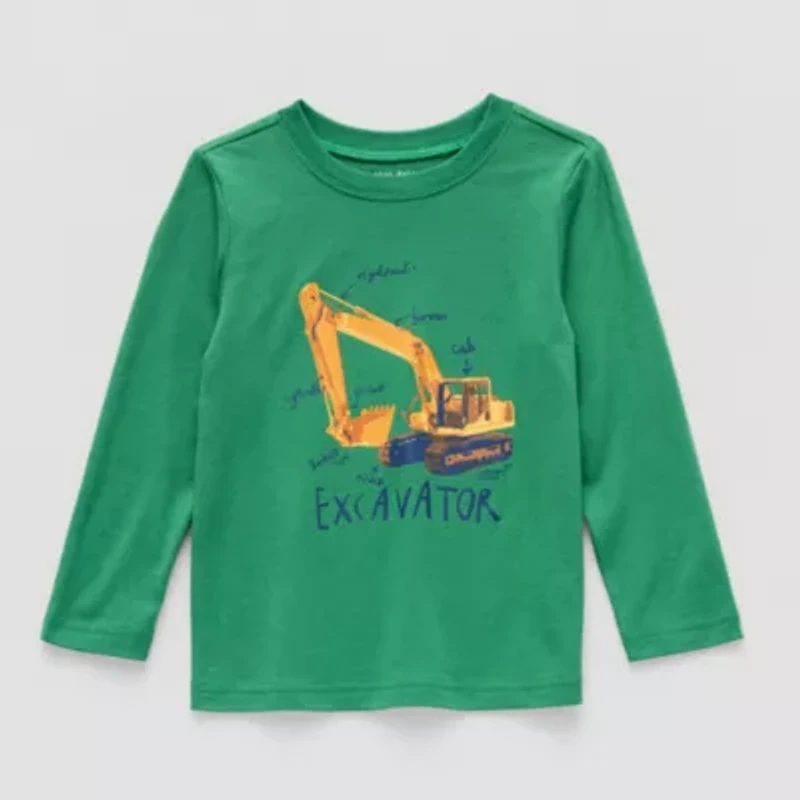 Okie Dokie Toddler & Little Boys Crew Neck Long Sleeve Regular Fit Graphic T-Shirt