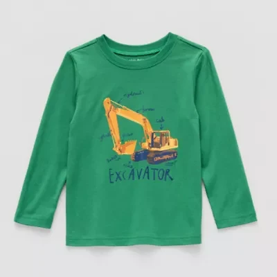 Okie Dokie Toddler & Little Boys Crew Neck Long Sleeve Regular Fit Graphic T-Shirt