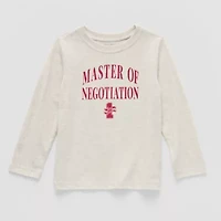 Okie Dokie Toddler Boys Crew Neck Long Sleeve Adaptive Regular Fit Graphic T-Shirt