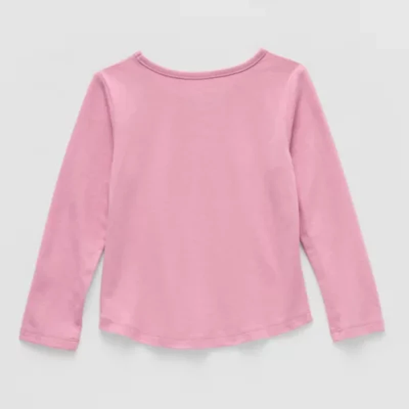 Okie Dokie Toddler & Little Girls Round Neck Long Sleeve Graphic T-Shirt