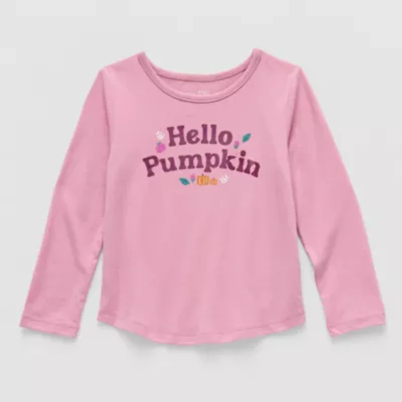 Okie Dokie Toddler & Little Girls Round Neck Long Sleeve Graphic T-Shirt