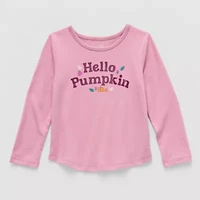 Okie Dokie Toddler & Little Girls Round Neck Long Sleeve Graphic T-Shirt