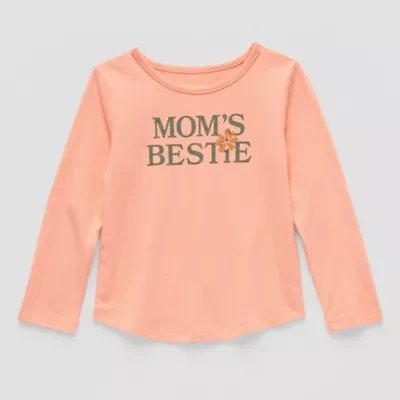 Okie Dokie Toddler & Little Girls Round Neck Long Sleeve Graphic T-Shirt