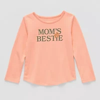 Okie Dokie Toddler & Little Girls Round Neck Long Sleeve Graphic T-Shirt