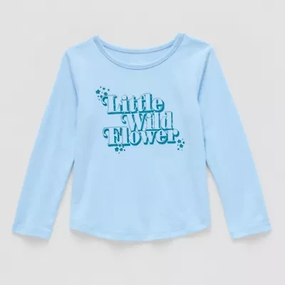 Okie Dokie Toddler & Little Girls Round Neck Long Sleeve Graphic T-Shirt
