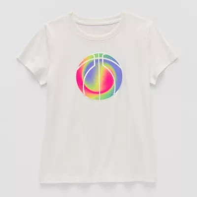 Xersion Little & Big Kid Girls Crew Neck Short Sleeve Regular Fit Graphic T-Shirt