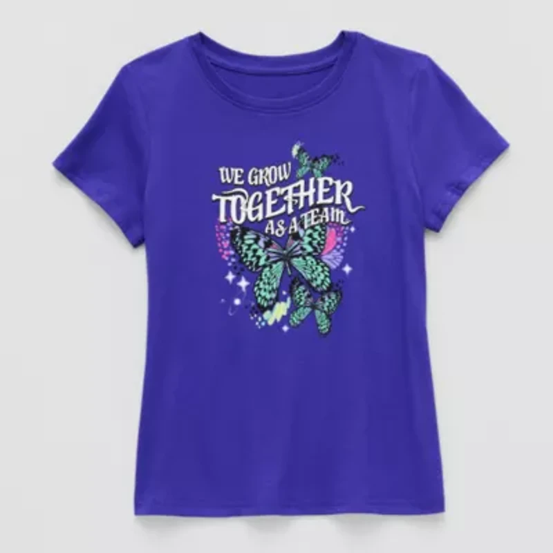 Xersion Little & Big Kid Girls Crew Neck Short Sleeve Regular Fit Graphic T-Shirt