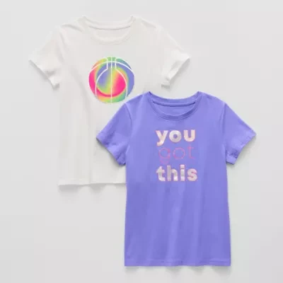 Xersion Little & Big Kid Girls Crew Neck Short Sleeve Regular Fit 2-pc. Graphic T-Shirt