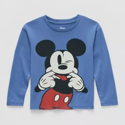 Toddler Boys Crew Neck Long Sleeve Mickey Mouse Graphic T-Shirt
