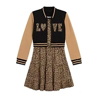 Knit Works Big Kid Girls Short Sleeve Leopard Dress Set