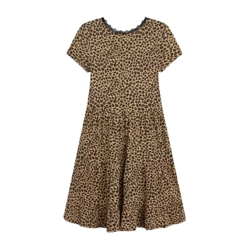 Knit Works Big Kid Girls Short Sleeve Leopard Dress Set