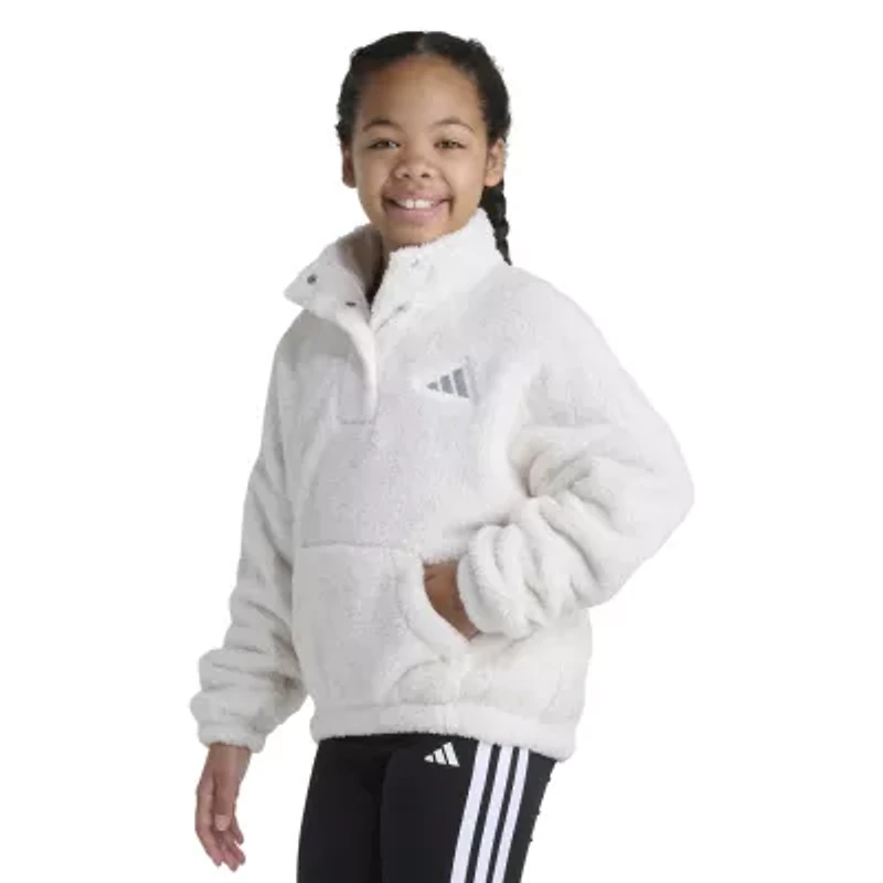 adidas Sherpa Big Kid Girls Mock Neck Long Sleeve Active Quarter-Zip Pullover