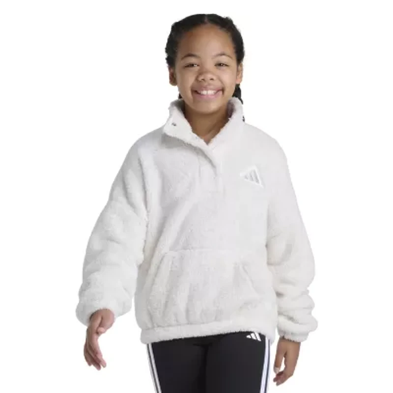 adidas Sherpa Big Kid Girls Mock Neck Long Sleeve Active Quarter-Zip Pullover