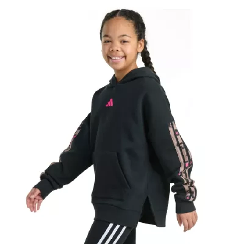 adidas Big Kid Girls Long Sleeve Embroidered Fleece Hoodie