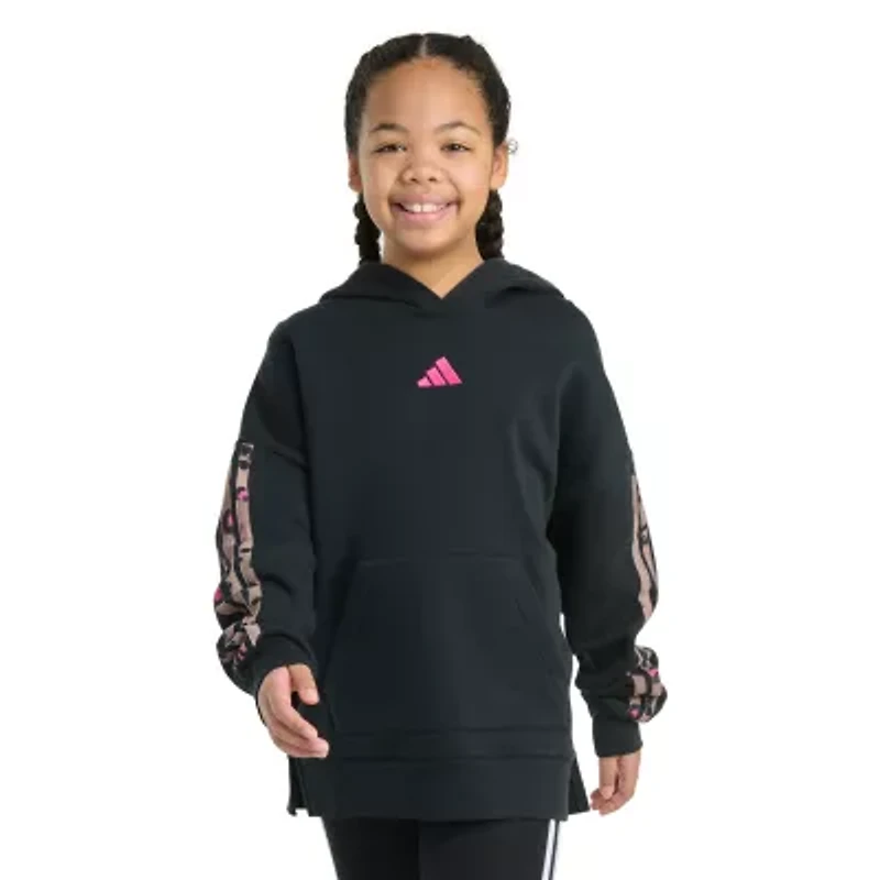 adidas Big Kid Girls Long Sleeve Embroidered Fleece Hoodie