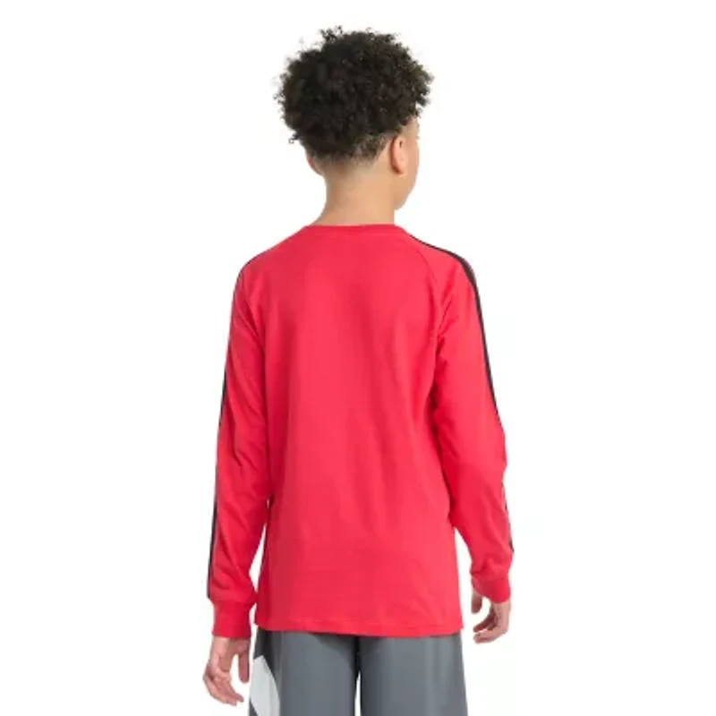 adidas Big Kid Boys Crew Neck Long Sleeve Regular Fit Graphic T-Shirt