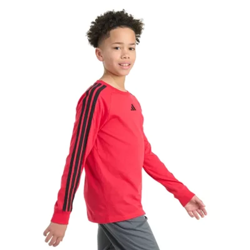 adidas Big Kid Boys Crew Neck Long Sleeve Regular Fit Graphic T-Shirt