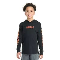 adidas Big Kid Boys Hooded Long Sleeve Regular Fit Graphic T-Shirt