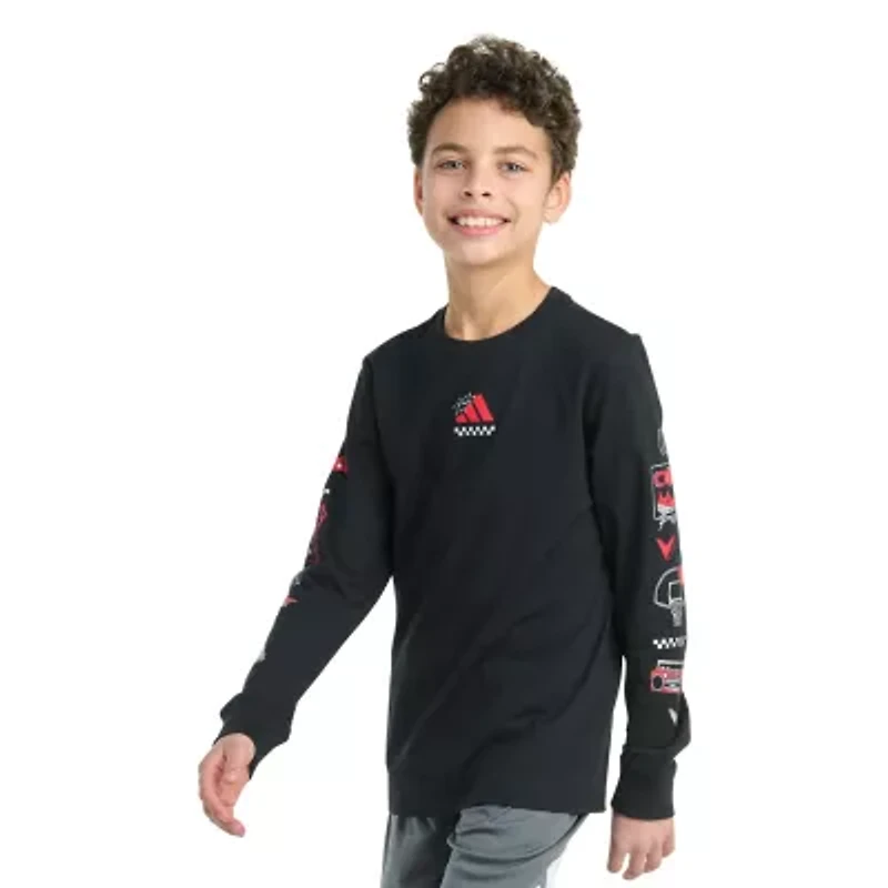adidas Big Kid Boys Crew Neck Long Sleeve Regular Fit Graphic T-Shirt