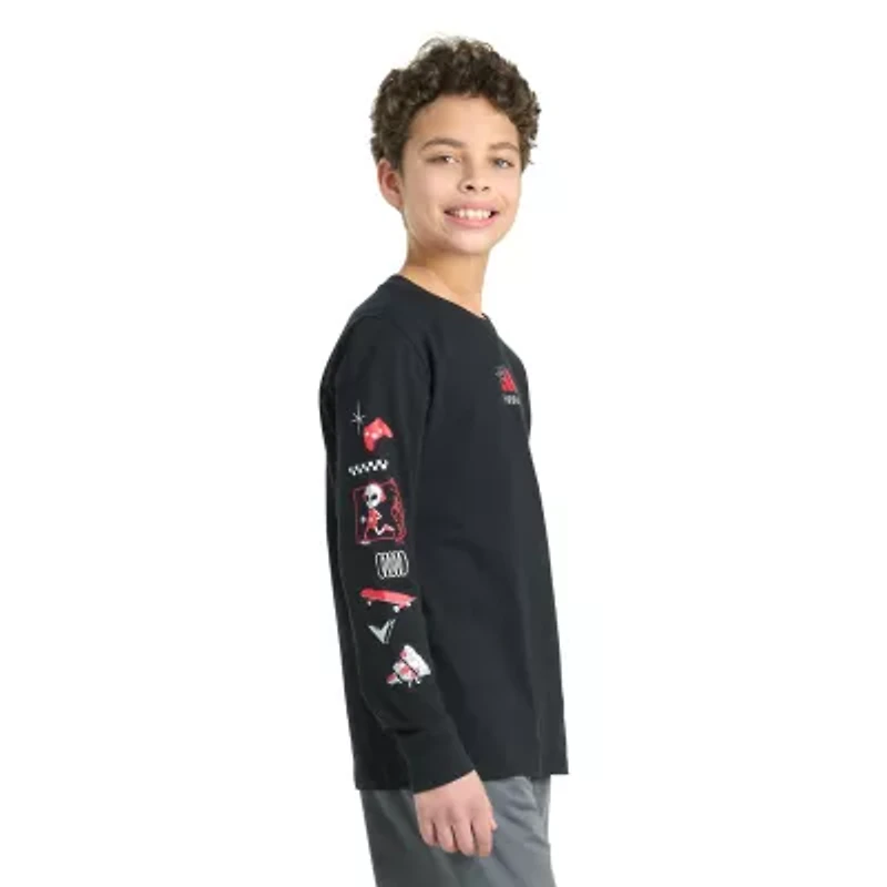adidas Big Kid Boys Crew Neck Long Sleeve Regular Fit Graphic T-Shirt