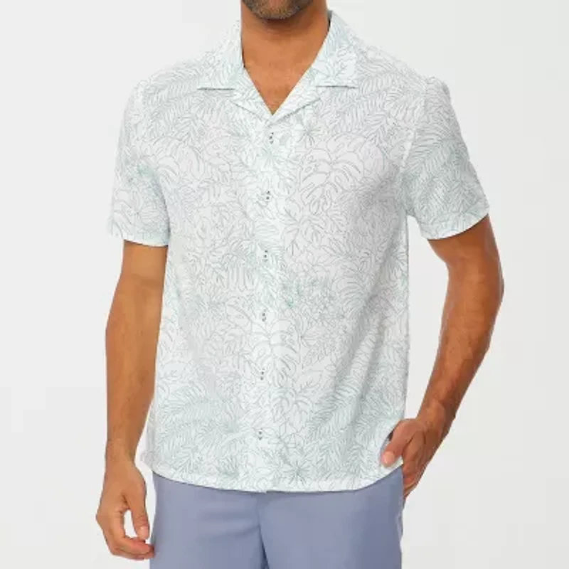 Nick Graham Mens Short Sleeve Stretch Fabric Camp Shirt