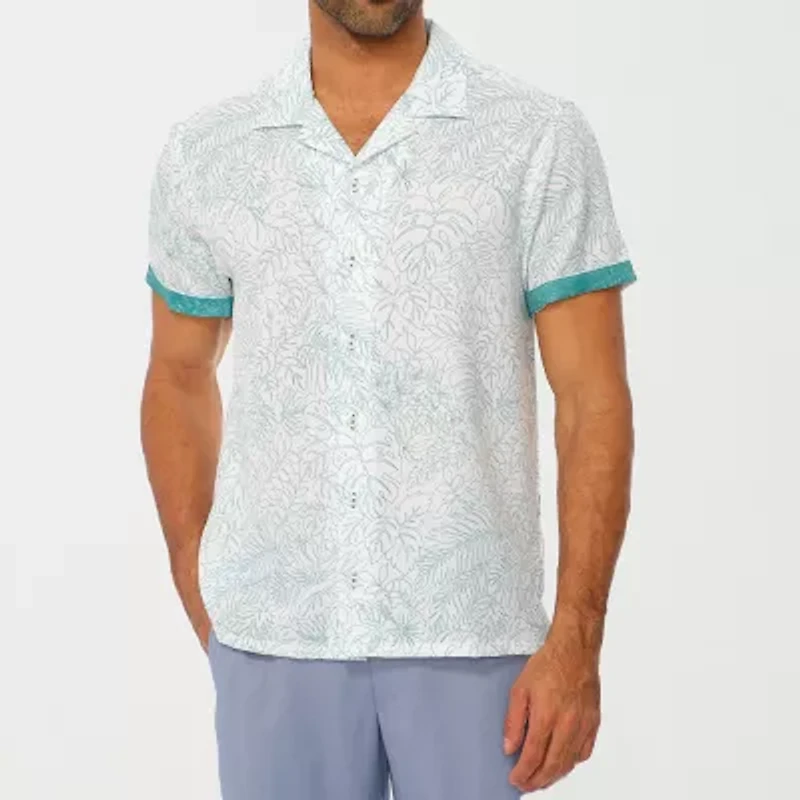 Nick Graham Mens Short Sleeve Stretch Fabric Camp Shirt