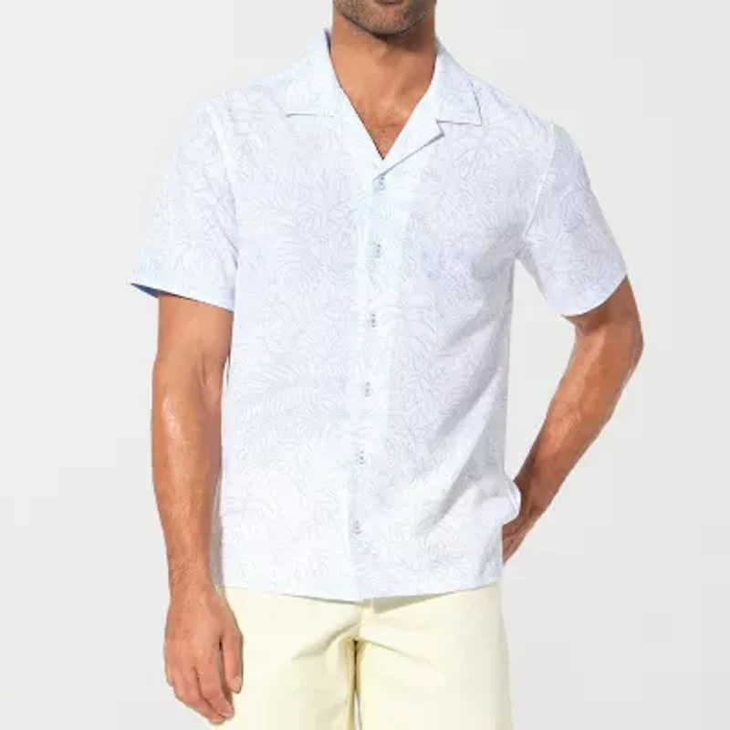 Nick Graham Mens Short Sleeve Stretch Fabric Camp Shirt