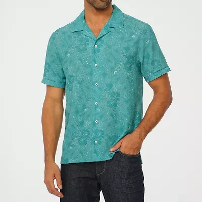 Nick Graham Mens Short Sleeve Stretch Fabric Camp Shirt