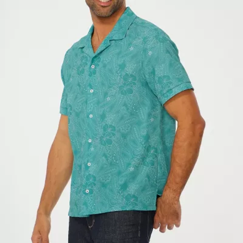 Nick Graham Mens Short Sleeve Stretch Fabric Camp Shirt