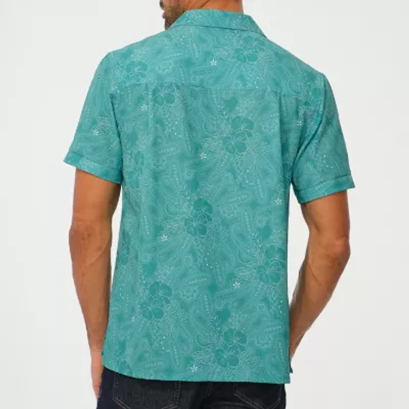 Nick Graham Mens Short Sleeve Stretch Fabric Camp Shirt