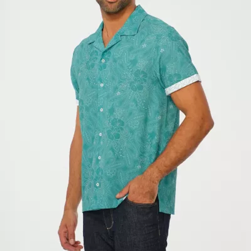 Nick Graham Mens Short Sleeve Stretch Fabric Camp Shirt