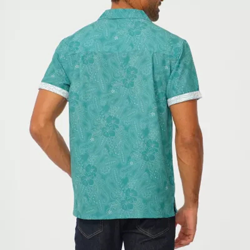 Nick Graham Mens Short Sleeve Stretch Fabric Camp Shirt